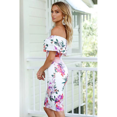 Bodice One Shoulder Tube Dress Print Ladies One Shoulder Dress Slim Fit