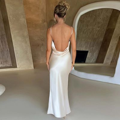 Beautiful Long Slip Dress For Women Comfortable Elegant White Long Dress