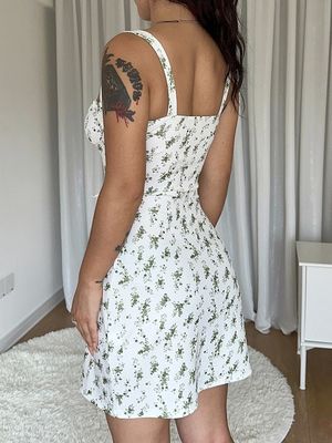 Small Floral Sexy Slip Dress Halter Slim Fit Skirt Line Neck Skirt