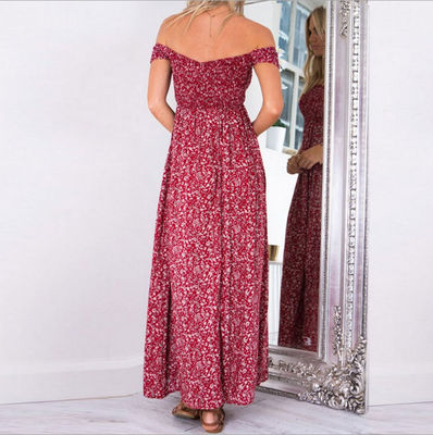 Breast Wrap Stylish Ladies Dress Sexy Print One Shoulder Split Dress