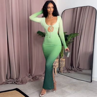 Sexy Backless Cut Out Dress Sexy Lace Up Long Sleeve Cut Out Dress