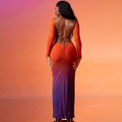 Sexy Backless Cut Out Dress Sexy Lace Up Long Sleeve Cut Out Dress