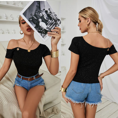 Sexy Suspenders Ladies Camisole Vest Embellished High Low Shoulders Casual Cotton Tops