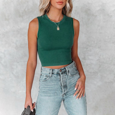 Exquisite Women'S Sleeveless Tank Top Stylish Solid Color Crew Neck Camisole