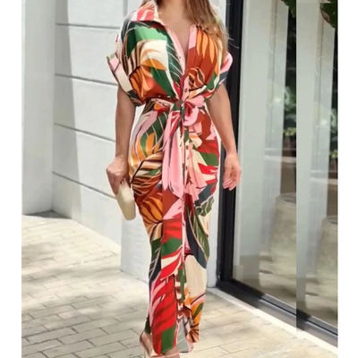 Short Sleeved Floral Print Frock Fashion Women'S Dress Comfortable Casual Sexy Slim Fit