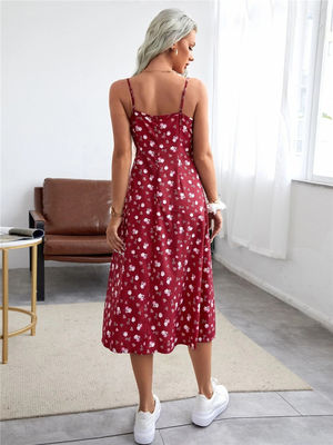 Multi Colored Elegant Floral Dresses Commuter Floral Dresses For Ladies
