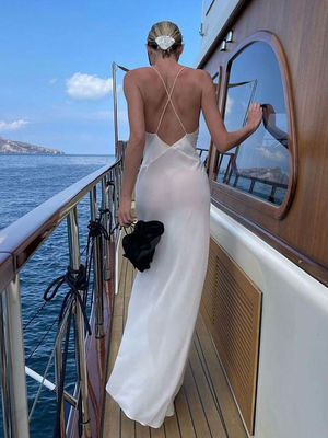 Sexy Strapless Floral Dress Backless Evening Dress With V Neck Slim Party Dress