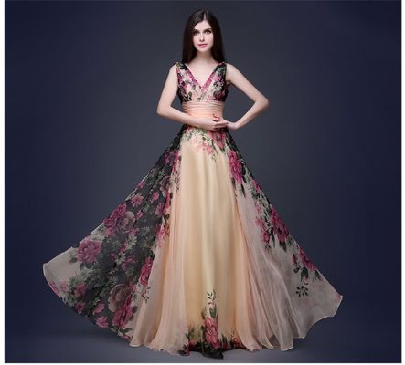 Gorgeous Slim Fit Evening Gowns Elegant Floral Dress With Shoulders