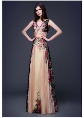 Gorgeous Slim Fit Evening Gowns Elegant Floral Dress With Shoulders