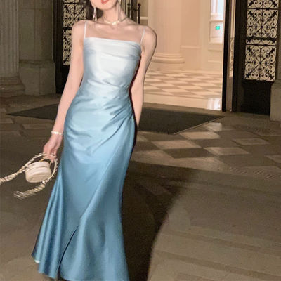 Satin Gradient Slip Dress Evening Dress Charming Slimming Formal Dresses