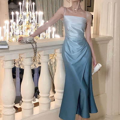 Satin Gradient Slip Dress Evening Dress Charming Slimming Formal Dresses