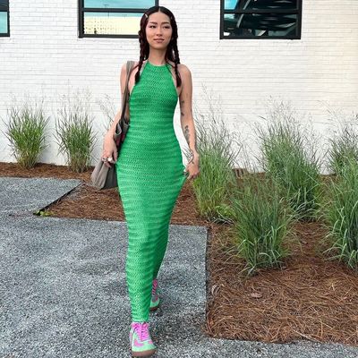 Solid Color Slim Knitted Dress Stylish Slim Sexy Breathable Backless Lace Up Dress