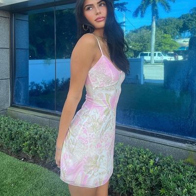 Sweet Ladies Floral Dress Fashion Halter Slim Floral Frocks For Women