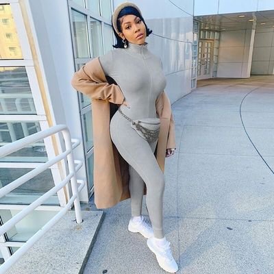 Winter Sexy Sports Outfits Workout Jumpsuit High Neck Slim Fit Fitness Jumpsuit
