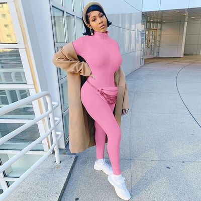 Winter Sexy Sports Outfits Workout Jumpsuit High Neck Slim Fit Fitness Jumpsuit