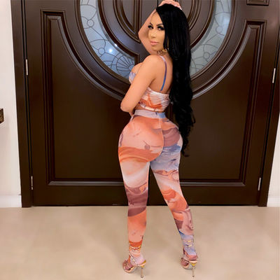 Zipper Print Sexy Workout Outfits Halter Tank And Pant Casual Sexy Gym Wear
