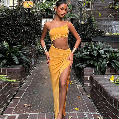 Sexy Stylish Side Hollowed Out Dress Strapless One Shoulder Backless Dress