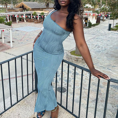 Stylish One Shoulder Tube Dress Halter Style Tunic Slim Fit Dress