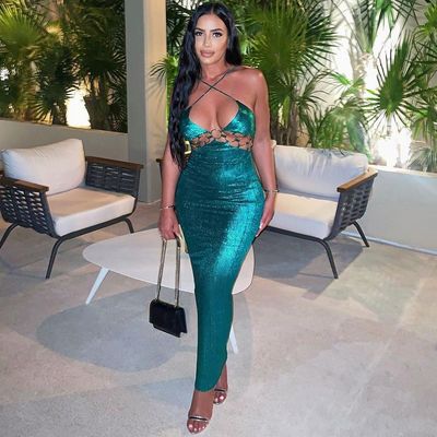 Multiple Color Sexy Cutout Halter Dress For Women Party And Evening Wear