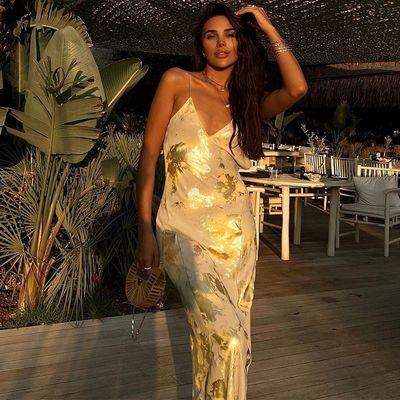 XL Size Sexy Slip Dress Fashion Sexy Backless Hot Gold Slip Dress