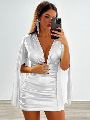 Solid Color Package Hip Dress Long Sleeve Slim Sexy Bag Skirt Dress Women