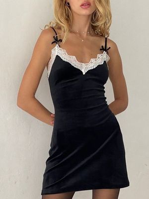 Sleeveless Package Hip Dress Custom Sexy Pure Desire Lace Stitching Strap Bag Buttock Dress