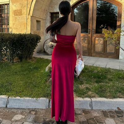 High Sense Custom New Fashion Sexy Halter Halter Solid Color Dress