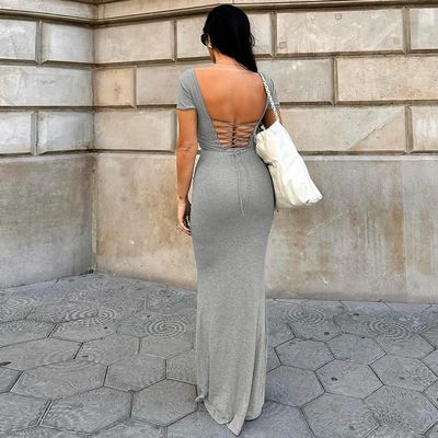 Spring Summer Custom New Fashion Sexy Halter Short Sleeved Dress