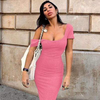 Spring Summer Custom New Fashion Sexy Halter Short Sleeved Dress