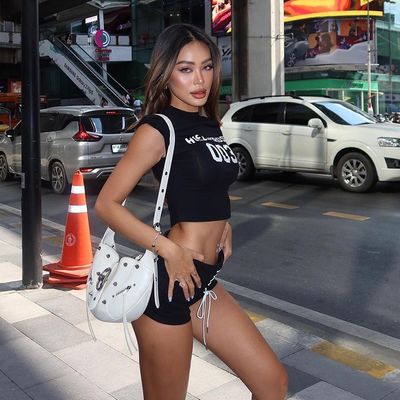 New Niche Hottie Sleeveless Letter Print Ultra Short Crop T-shirt Top