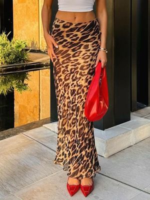 Summer New Fashion Sexy Leopard Print Chiffon Fishtail Skirt Floor - Length Skirt