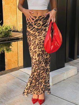 Summer New Fashion Sexy Leopard Print Chiffon Fishtail Skirt Floor - Length Skirt