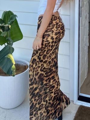 Summer New Fashion Sexy Leopard Print Chiffon Fishtail Skirt Floor - Length Skirt