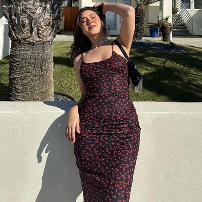 Summer new fashion print sexy halter slim-fit halter dress