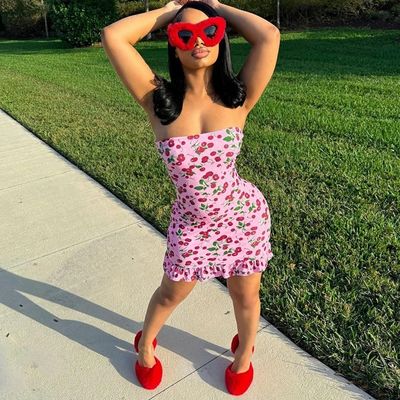 New Fashion Custom Print Sexy Lace Strapless Dress