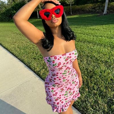 New Fashion Custom Print Sexy Lace Strapless Dress