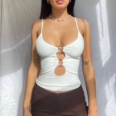 Summer Fashion Slim-fit Camisole Vest With Cutout Chest And Midriff