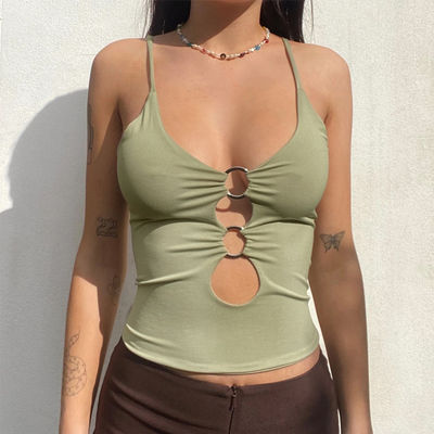 Summer Fashion Slim-fit Camisole Vest With Cutout Chest And Midriff