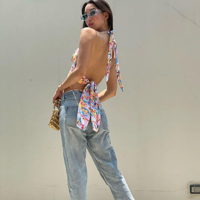 Summer Explosive Women's Halter Figure Print Rope Vest