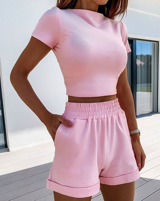 Solid Color Sexy Sports Outfits Tight Sexy Fashion Leisure Sports Suit Woman