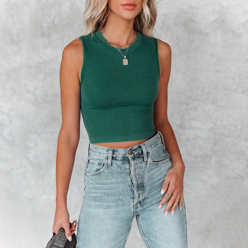 Exquisite Women'S Sleeveless Tank Top Stylish Solid Color Crew Neck Camisole